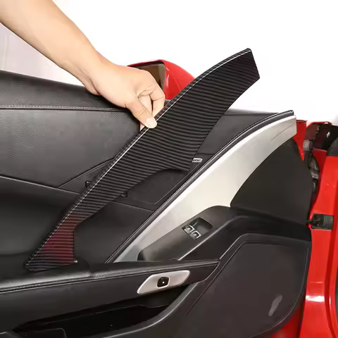 ABS Carbon Fiber Car Main driver's Inner Door Panel Cover Sticker Trim sticker For Chevrolet Corvett