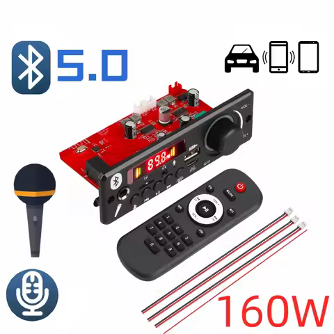 160W Amplifier Bluetooth MP3 Decoder Board 2*80W 12V DIY MP3 Player Car FM Radio Module TF USB Micro