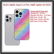 Glitter back skin sticker For Xiaomi 15 15 Pro 15S Pro 15 Ultra Redmi Note 15 Note 15 Pro Note 15 Pr