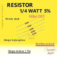 R Resistor 2K7 ohm 1/4 watt 5% pack of 10 pcs
