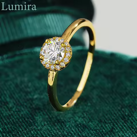 Lumira Luxury Round-Cut 18K Gold Ring with 0.5 carat Moissanite diamond for Women Exquisite Jewelry 