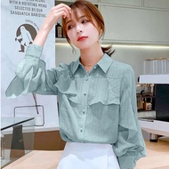 Chiffon temperament lotus lace shirt women s 2023 spring summer new fashion Korean version loose foreign versatile chic topr667t7t7t.my20240318231400