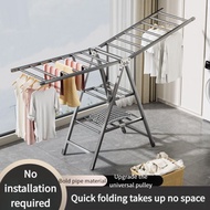 Clothes Drying Rack Folding Floor to Ceiling Stainless Steel Hanger Drying Racks Clothes Hanging Pole, Quilt Drying Tool Foldable Stand 9974