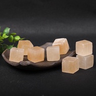 Moroccan Orange Transparent Plaster Square Rough Stone 100g | Natural Selenite Ore Specimen Home Des