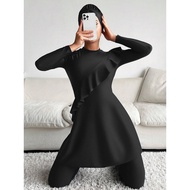 3PCS Muslim Swimsuits for Women Long Sleeve Swimming Tops + Swimming Pants + Hijab Burkini Full Cove