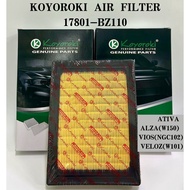 PERODUA TOYOTA ATIVA ALZA(W150) VIOS(NGC102) VELOZ(W101) PENAPIS AIR FILTER RDH-BZ110-U 17801-BZ110