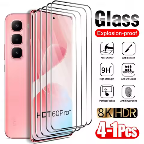4-1Pcs 9D Curved Tempered Glass For Infinix Hot 60 Pro+ 4G Case 9H Cover Screen Protectors Hot60Pro+