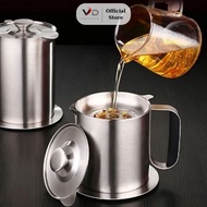 Stainless Steel Cooking Oil Filter Mug WITH CONVENIENT FILTER AND LID