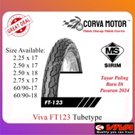 Corva Motor Tayar Viva Tube-Type Tyre Ft123 Bunga Sotong 2.25-17 225-17 2.50-17 250-17 2.50-18 2.75-