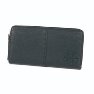 【TORY BURCH】縫線ㄇ型拉鍊長夾-黑