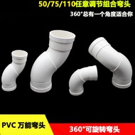 PVC 36 Degree Rotating Elbow Arbitrarily Adjust Angle Sewer Pipe Joint S-Type Shift 7 11mm IH2Q
