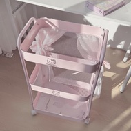 Rolling Storage Rack Coral Utility Cart Multi-Purpose Organizer for Bedroom or Dorm 3-Tier Movable S