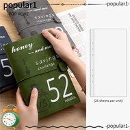 POPULAR 52 Week Savings Challenge Binder, Reusable Leather Savings Binder, 6-holes with Cash Envelop