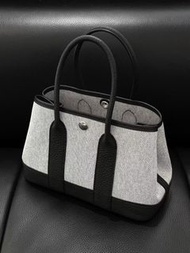 Hermes Mini Garden Party Black mix canvas PHW Stamp W (100% NEW)