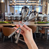[NWE]304 stainless steel spoon fork long handle serving spoon self-service restaurant shared spoon s