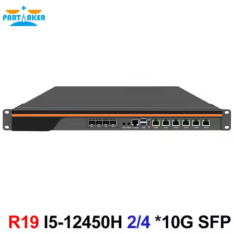 Partaker 1U Rackmount Firewall Router I5 12450H 6x2 5G Intel I226 4xSFP+ 10G WiFi6 5G4G pfSense ROS 