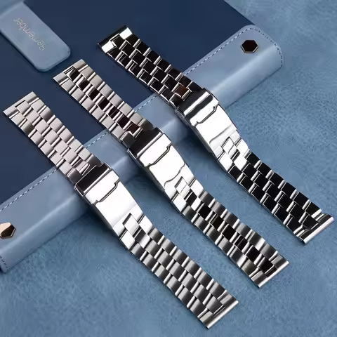 20/22/24mm 316L 3 Bead Shiny Silver Stainless Steel Watchband Bracelet For Breitling Strap For AVENG