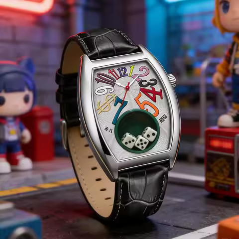 Creative Tonneau Hot Selling Casino Dice Men Quartz Watch Unique Personality Fun Dopamine Dial Desig