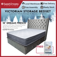 Victorian Bed Frame 1224 | Frame + 10" Cooling Mattress Bundle Package | Single/ Super Single/Queen/King Storage Bed | Divan Bed