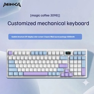 Monka 3098 Mechanical Keyboard 3-Mode 99 Keys Customized Diy Color Screen Gasket Hot-Swapable Pbt Si