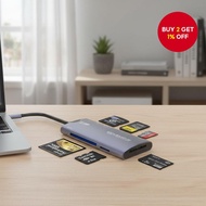 USB High Speed 6-in-1 Memory Card Reader for Type C TF XD CF M2 SD Data Transfer
