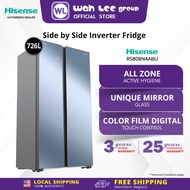 Hisense Side By Side 2 Door Mirror Glass Door Inverter 726L Refrigerator / Inverter Pro RS808N4ABU W