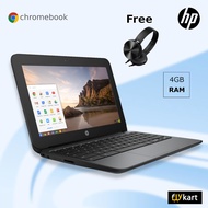 HP Chromebook 12" Laptop, 4GB RAM, 16GB eMMC Chromebook Black, students laptop (Free headphones)