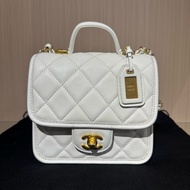 CHANEL香奈兒 22K 顆粒牛皮 郵差包豆腐包斜挎包小號