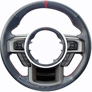 Custom Carbon Fiber Car Steering Wheel Cover Microfiber Leather Fit for Ford F-150 King Ranch Lariat