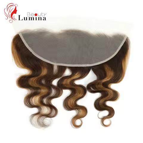 Highlight Body Wave Frontal Honey Blonde Ombre 13x4 Frontal Human Hair Transparent Lace Frontal Clos