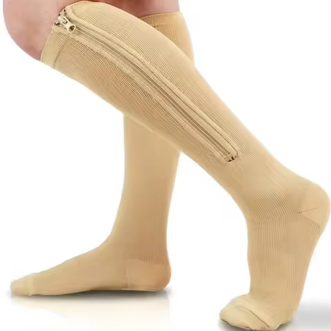 Men Women Zipper Compression Socks 1 Pair Closed Toe Pressure Stocking For Edema Varicose Veins