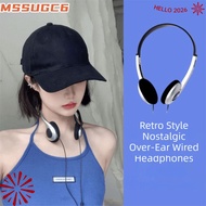 MSSUGYL Earphones, ABS Retractable Headset, Y2k Metal Universal 3.5mm Jack Head Mounted Headphones W
