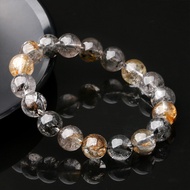MINGSHOW Natural Herkimer Crystal Bracelet Black Yellow Symbiotic Crystal High Frequency Energy Heal