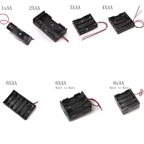 DIY New 1 2 3 4 6 8 Slots AA Battery Case Box AA LR6 HR6 Battery Holder Storage Case With Lead Wire 