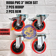 1 SET Roda 3" inch / Roda 3" inch 2 Hidup + 2 Rem