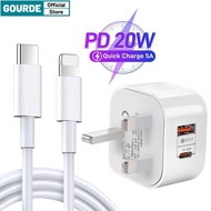 Gourde PD 20W Original UK Plug 5A Charger Fast Charging USB-C Type-C to IOS 12 13 14 15 16 17 for iP