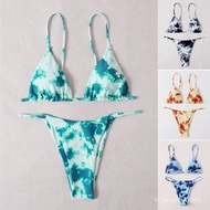 Infection Tie-Dye Lace-Up bikini Swimsuit Three-Point Style Sling bikini Split Swimsuit V3ZG