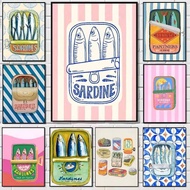 Colorful Sardine Can Fish Ocean Animal Poster art sticky wall waterproof home living room bedroom ba