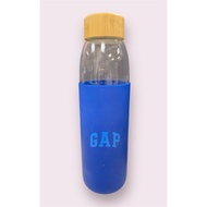 Gap Home 17 oz Blue Solid Print Glass Water Bottle
