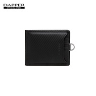 DAPPER กระเป๋าสตางค์ หนังแท้ Carbon Fiber Drawer Tri-fold Wallet สีดำ