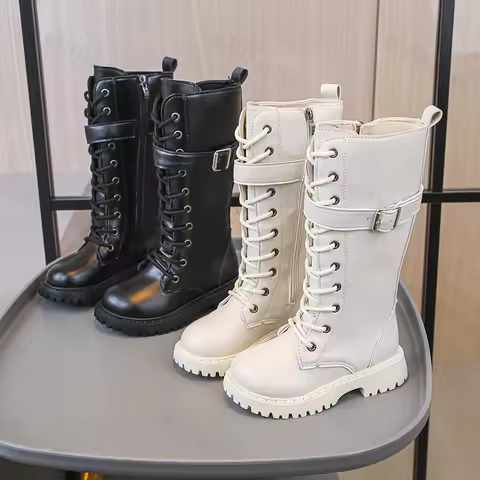 2025 Autumn Children Knee Length Boots New British Girls Princess Boots Kids Zipper Comfortable Non 