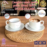 INDO CERAMIC cup + white saucer 220mlPOLOS gold/ cup and saucerlining coffee tea/ hotel restaurant/