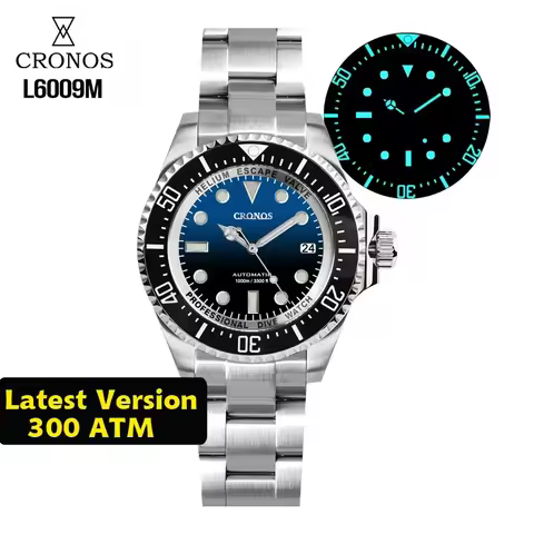 Cronos L6009M Diver Watch Waterproof NH35 Automatic Mechanical Sapphire Crystal Luminous 44mm Luxury