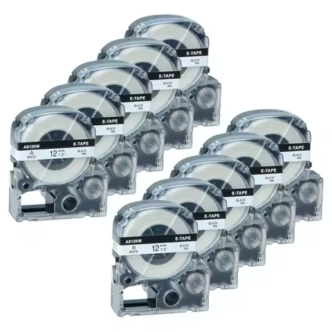 5/10PK 9-24mm Black on White Label Tapes Compatible for Epson SS12KW SS9KW SS18KW for LW-300 LW-400 