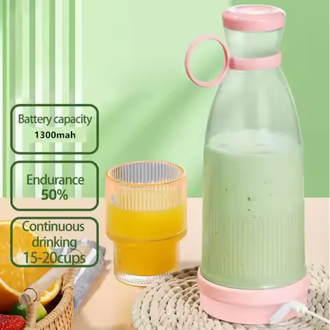 6-Blade Mini Portable Electric Juicer Bottle – USB-Charged, Shakes Orange/Lemon, Works As Fresh Frui