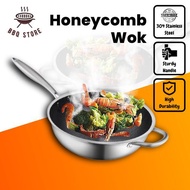 BBQ Store 304 Stainless Steel Wok Non Stick Wok Honeycomb Wok Frying Wok Cookware/ Kuali Non Stick K