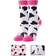 Zmart Cow Gifts Ideas for Girls - Cute Cow Print Socks Unicorn Gifts Unicorn Plant Socks