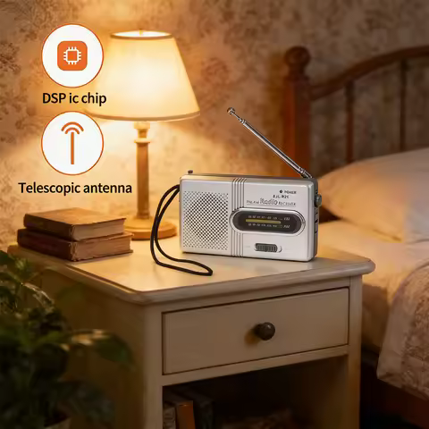 2026 Multifunction Mini Stereo Radio - Portable AM/FM Tuner & Music Player, Features Telescoping Ant