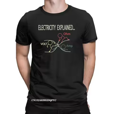 Funny Electricity Explained Electrician Ohm Amp Volt Men's Tops T Shirts Ohm's Law Vintage Tee T-Shi