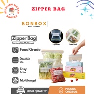 BONBOX BSB07 BSB09 PLASTIC FRIDGE FOOD STORAGE CLIP BAG ZIPLOCK DOUBLE LOCK ZIPPER BAG